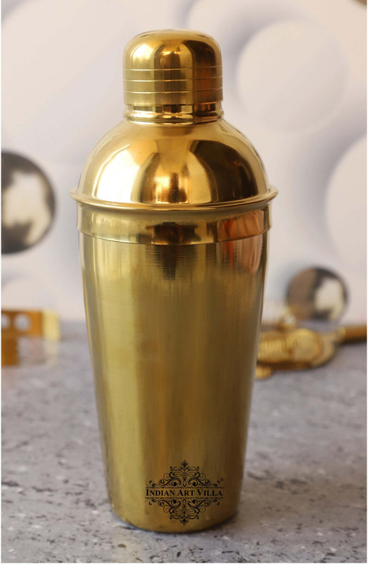 IndianArtVilla 500 ml Steel Cocktail Shaker(Gold)