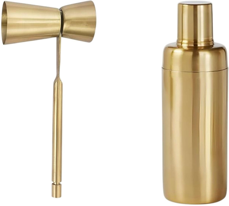 WazirChand 350 ml Stainless Steel Cocktail Shaker(Gold)