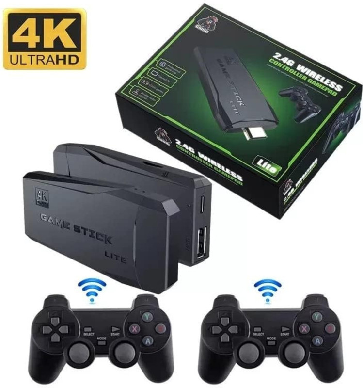GameStick 2.4G Wireless Controller 4K HD Console Built-in 10k+ Retro Games AX56 Black Edition(Code in the Box - for PC)