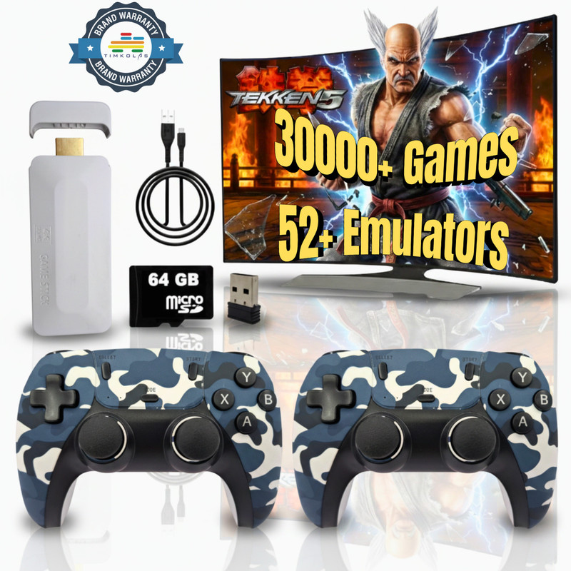 Timkolas M22 hd Retro Game Console with 30,000+ Built-in Games & Wireless Controllers_14 64 GB with M22 :-Tekken 6, Grand Theft Auto: Vice City, God of War, Street Fighter II.(Black, Timkolas M22 Retro Game Stick package includes two 2.4GHz wireless controllers.)