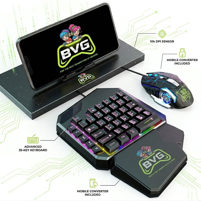 BVG 4 in 1 bluetooth gaming Combo, mobile gaming Combo for Gaming (Black) Deluxe Edition(Code in the Box - for PC)