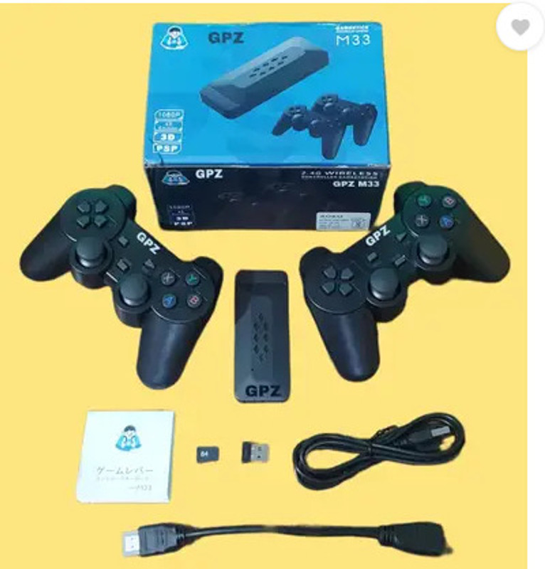 LOPAZ M-33 Game Stick Console 2.4G Dual Wireless Gamepad, 64 GB with 33000+ 64 GB with Plug & Play, Portable 8 Bit Game Box, 4K HDMI Output 40 Emulator, Tv Video Game(Black)