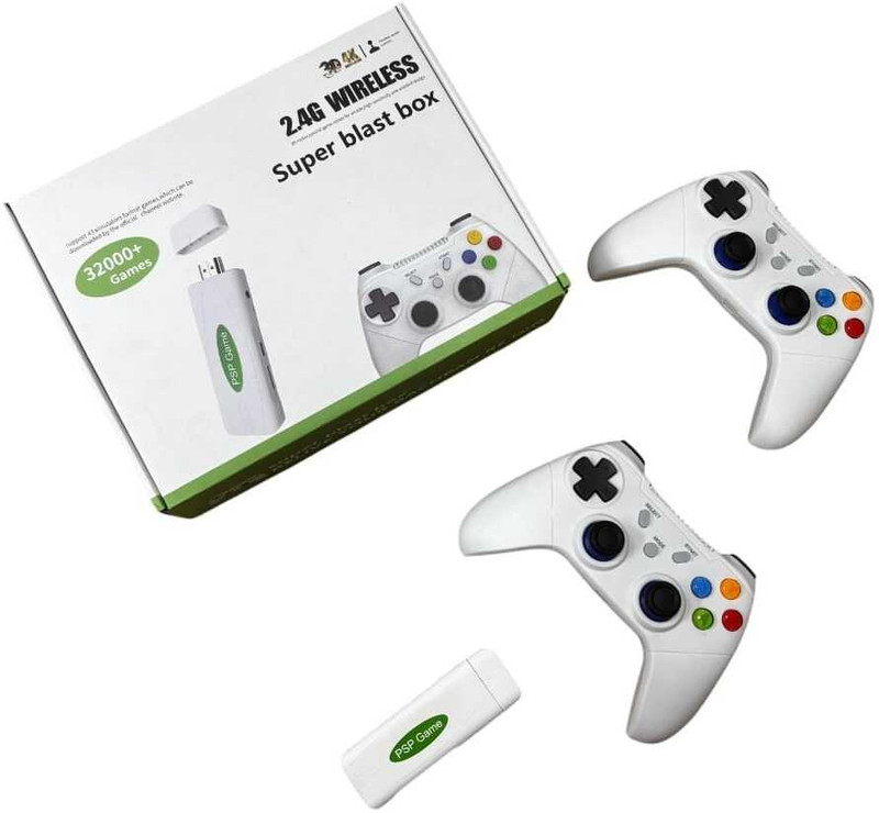 2.4G Wireless Game Console with 2 Controllers | 32000+ Built-in Games | 4K HD 5th Anniversary Edition(Code in the Box - for 3DS)