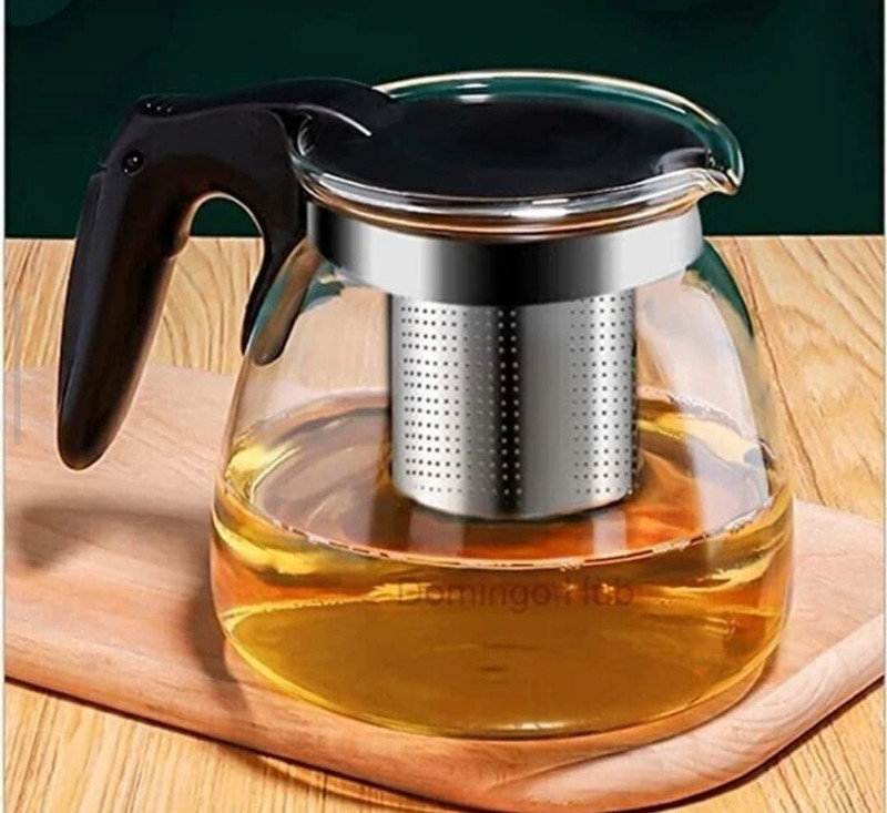 KNPL Brew Ease Glass Tea & Coffee Pot with Stainless Steel Infuser 8 Cups Coffee Maker(Black, Clear)