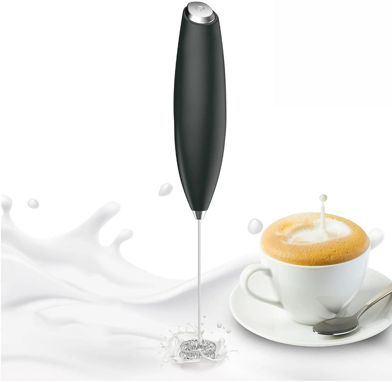 HIKIN SUPERMARKET Handheld Electric Milk Frother, Mini Drink Mixer for Coffee, Hot Chocolates Personal Coffee Maker(Black)