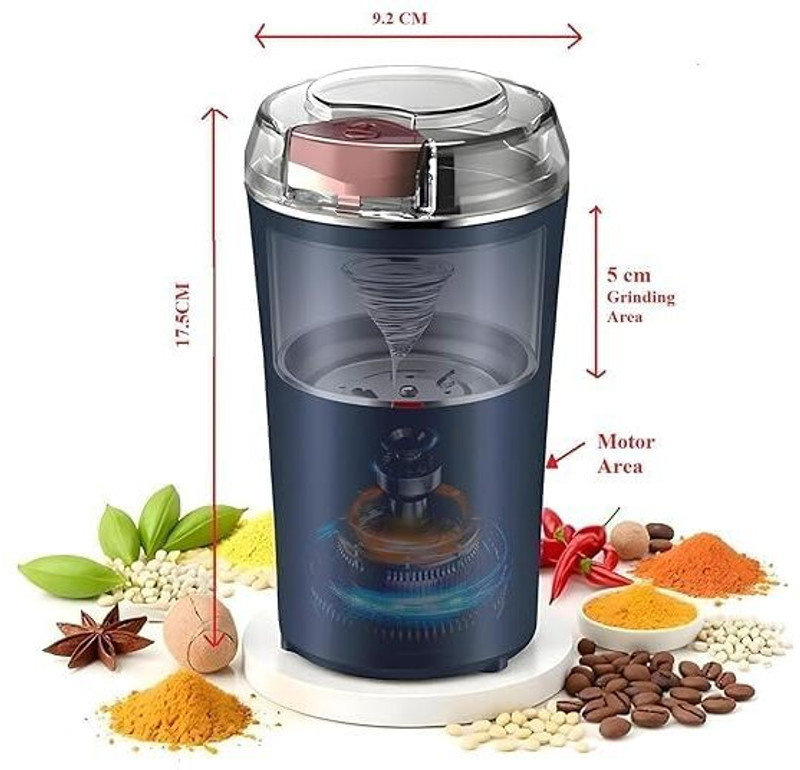 RAY OF KHODIYAR Coffee Grinder Electric, Mini Grinder, Coffee Beans Grinder - Portable Grinder 180 W Mixer Grinder(Coffee Grinder Electric | 1 Jar | Grinder with Powerful Stainless Steel Blades)