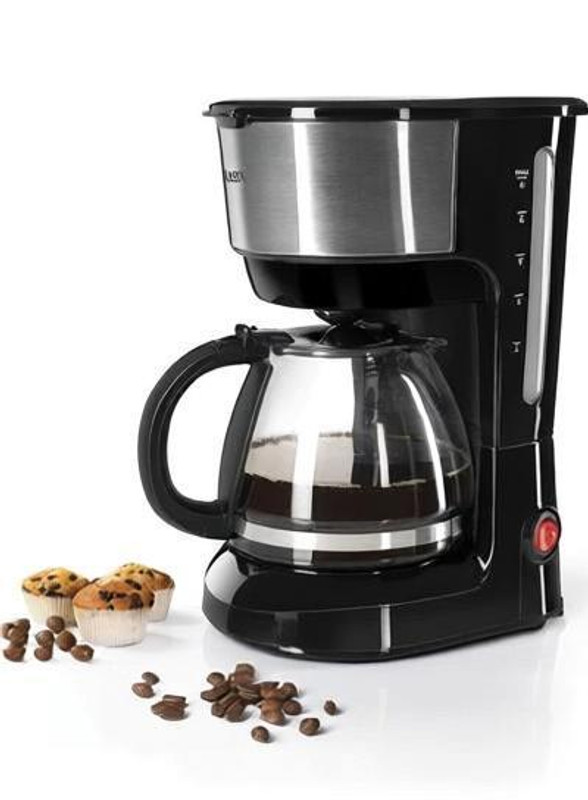 Glen SA9052CMNEW Coffee Brewer Machine for Home & Office 750 ML | Anti-drip system 600 W | Made of ABS Plastic 6 Cups Coffee Maker(BLACK AND GREY)