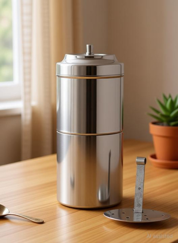 Prithi Home's and Kitchen Stainless Steel South Indian Filter Coffee Drip Maker (400 ml) 8 Cups Coffee Maker(Silver)