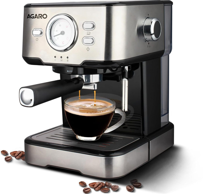AGARO Imperial Espresso Coffee Maker, Coffee Machine, 15 Bars, 6 Cups Coffee Maker(Silver)