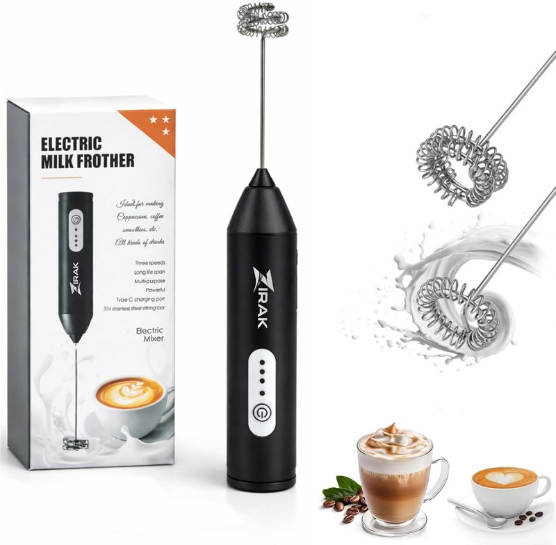 ZIRAK Electric Handheld Milk Frother Coffee Beater Foam Maker Mixer for Coffee Tea 50 Cups Coffee Maker(Black)