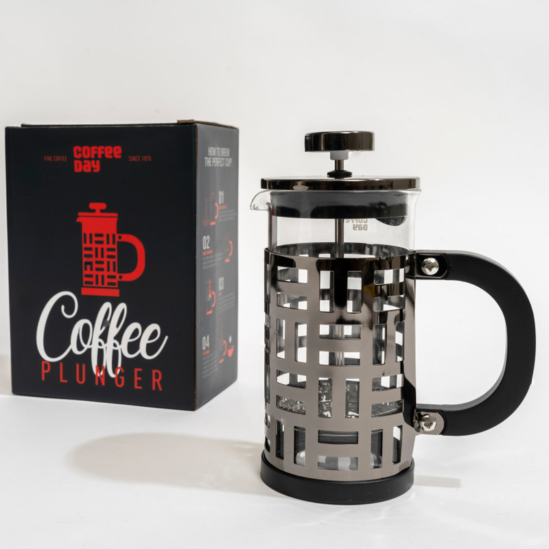 Cafe Coffee Day Coffee Plunger 350 ml 4 Cups Coffee Maker(White)