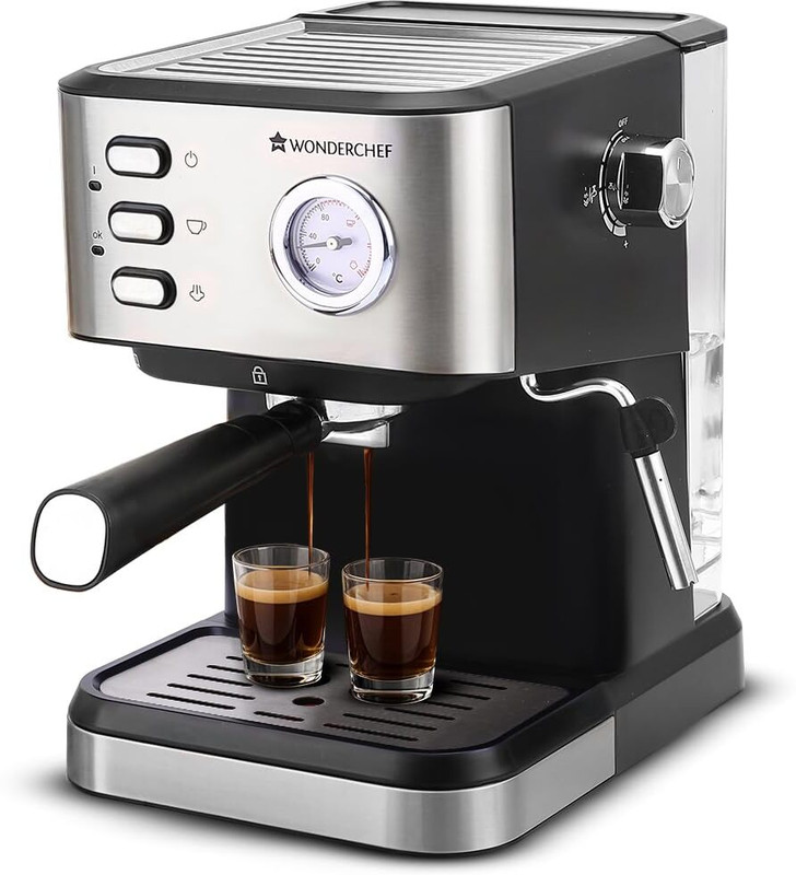 WONDERCHEF Regenta Espresso Coffee Machine with Steamer 5 Bar Coffee Maker(Black)