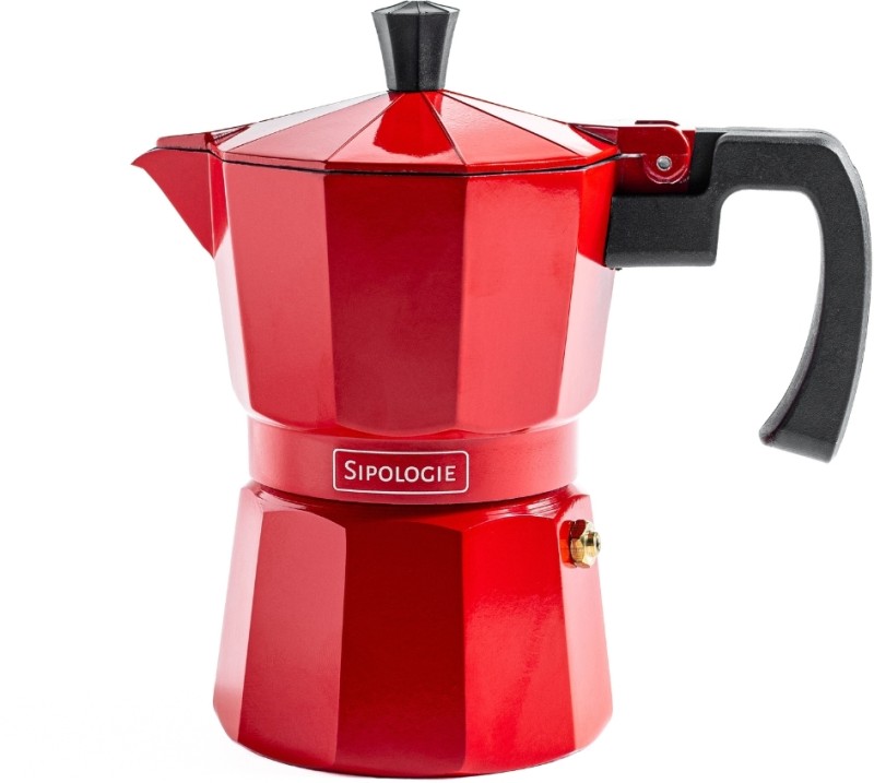 Sipologie Stovetop Roma Moka Pot 3 Cups Coffee Maker(Red)