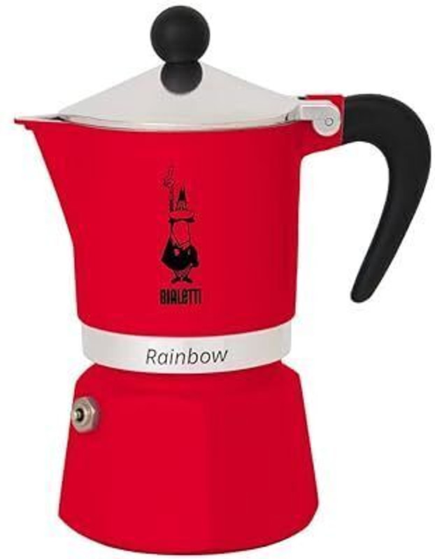 Bialetti Rainbow Coloured Coffee Maker, Aluminium, red (3, Cups)4962 3 Cups Coffee Maker(Red)