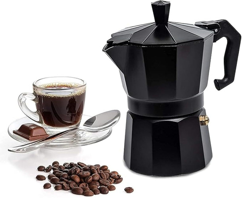 kridhrish Classic Moka Pot, Stovetop, Espresso Coffee Maker Personal Coffee Maker(Black)