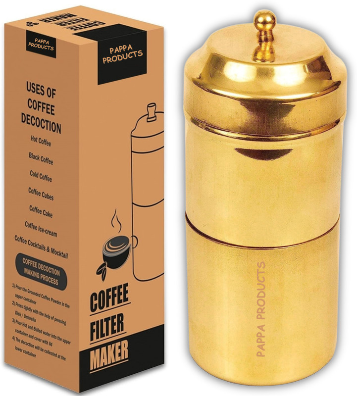 Pappa Brass Filter Coffee Maker with dhabara Set | Kumbakonam Degree Coffee 4 Cups Coffee Maker(Brass)