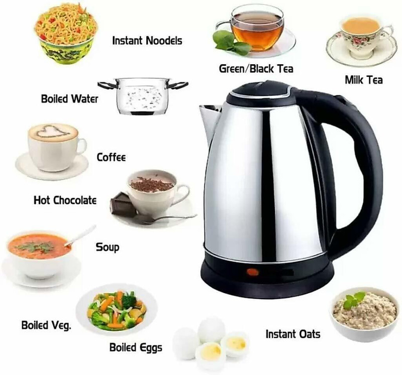 NIMYANK Electric Kettle for Tea Coffee Making Milk Boiling Water Heater 2.0 Liter 4 Cups Coffee Maker(Silver , Black)