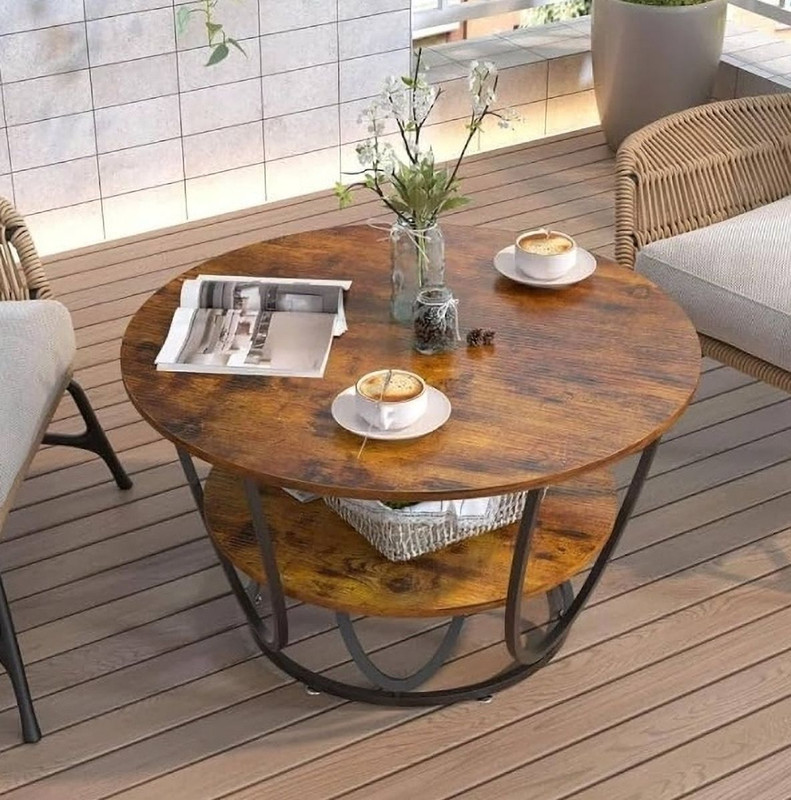 Unique Arts Shoppee Unique Arts Gleaming Iron Haven: A Stylish Metal Center Table for Modern Spaces Engineered Wood Coffee Table(Finish Color - Black & brown, Pre-assembled)