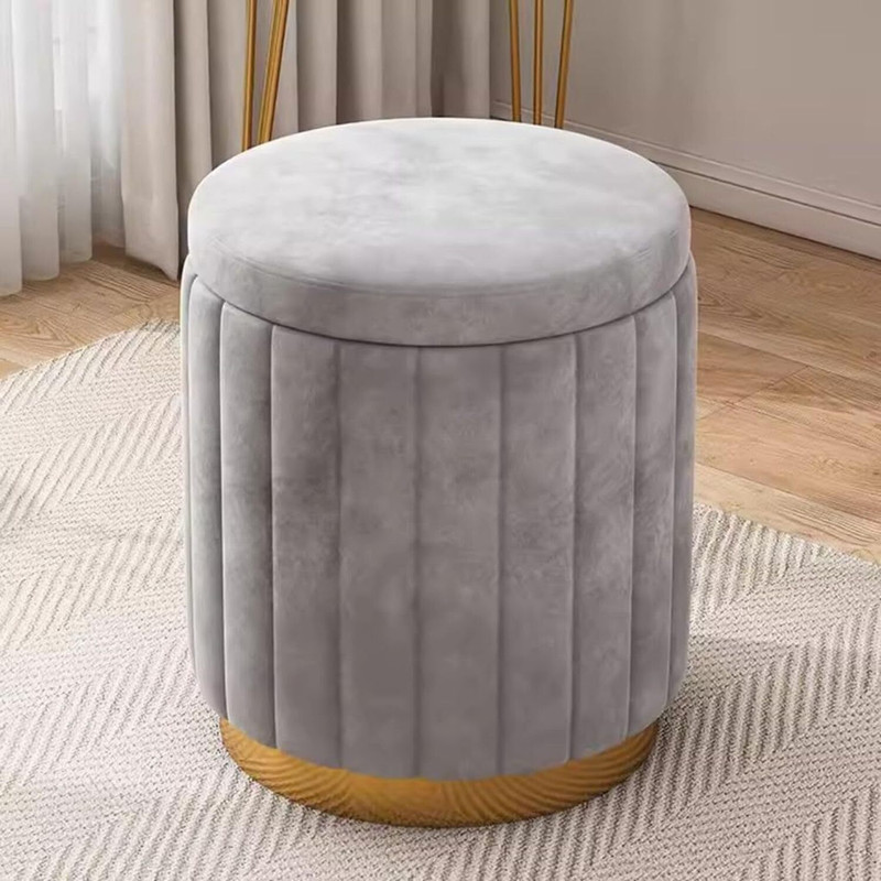 FWCraft Makeup Vanity Chair Soft Compact Padded Stool for Living Room Bedroom Chair(Velvet Grey)