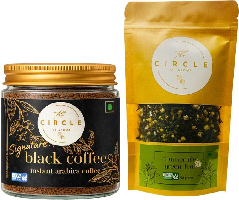 The Circle Of Aroma Signature Black Coffee & Chamomile Green Tea Combo – Herbal Tea & Arabica Instant Coffee(2 x...