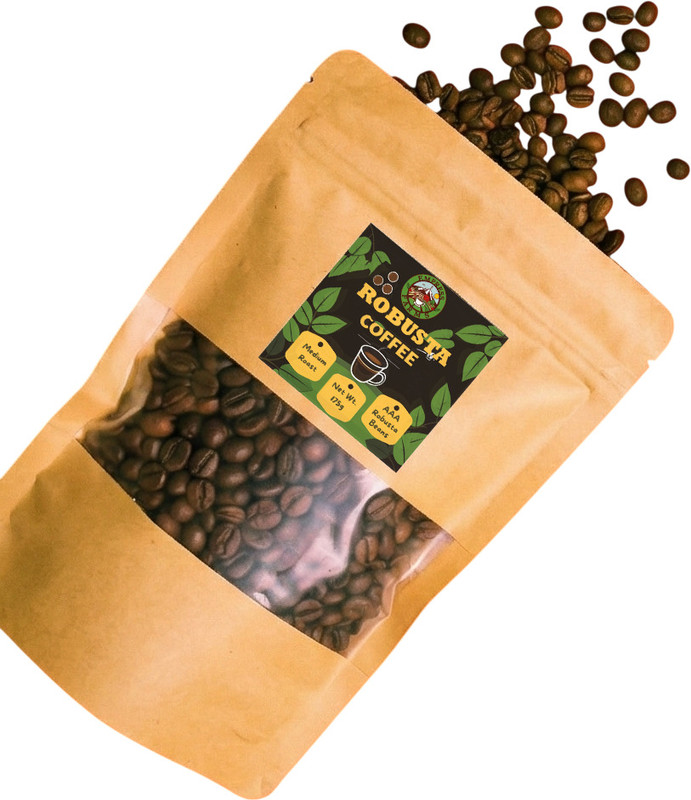 empress farms Roasted Robusta Coffee Beans | Ideal for Espresso & French Press | Coffee Beans(175 g)