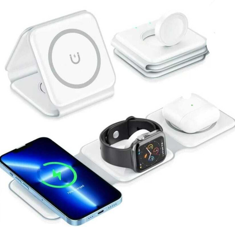 WEROX 3-in-1 Wireless Charger 15W Magnetic Foldable Station for iPhone Coil Spring Compressor