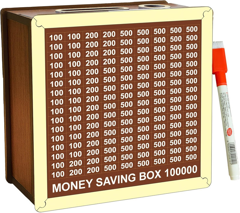 Erbali Wooden Money Saving Box – Traditional Savings Box with Secure Lock Cash Box(1 Compartments)