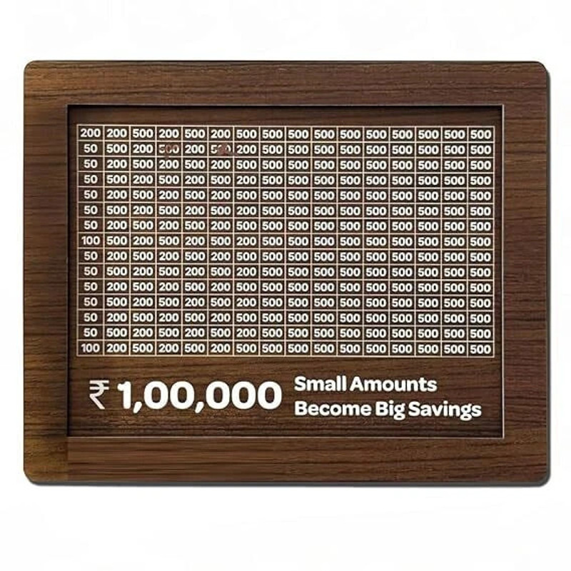 9BR 1 Lakh Savings Tracker | Money Saving Goal Board | Small Amounts, Big Savings Coin Bank(Brown)