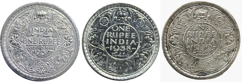 Prideindia 1 Rupees 3 Different Years Rare Collectible British India Fancy Medieval Coin Collection(3 Coins)