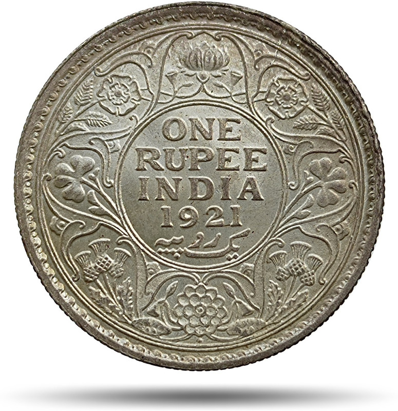 rbf MOST RARE 1921 SILVER ONE RUPEE GEORGE V BRITISH INDIA COIN Medieval Coin Collection(1 Coins)