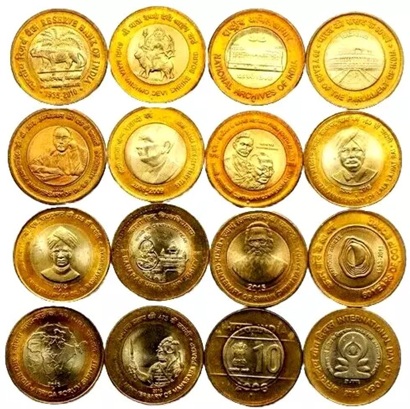 Hariom 2015 - 16 COLLECTABLE BI-METALIC UNC COINS LOT Medieval Coin Collection(16 Coins)