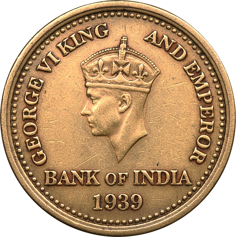 Klox Ex-Rare 5 Rupya 1939 King Geeorge 6th, 5 Deer/Hiran - Bank of India Medieval Coin Collection(1 Coins)