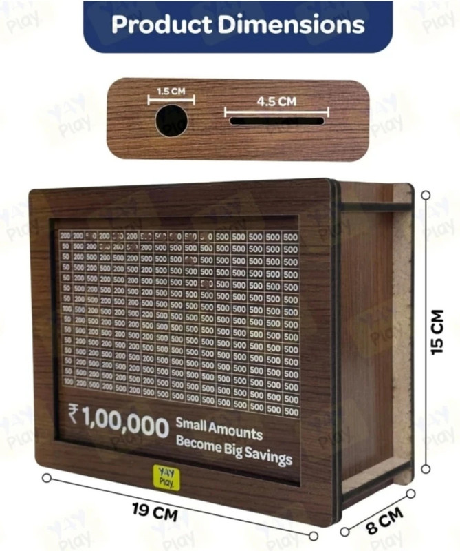 Amrutam Enterprise Wooden Money Saving Box Modern Coin Collection(1000 Coins)