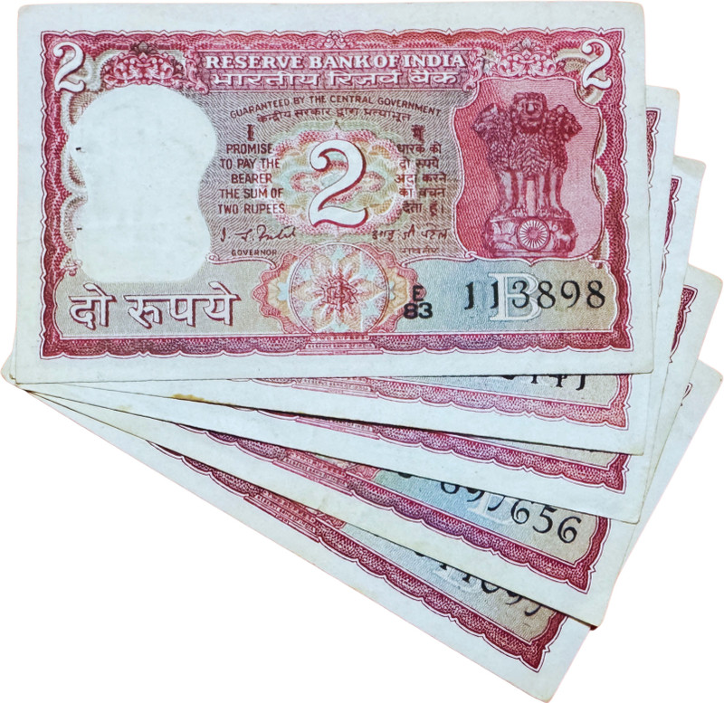 PPEcoins Rare Tiger Issue 2 Rupees old Indian Paper Printed Currency Medieval Coin Collection(5 Coins)