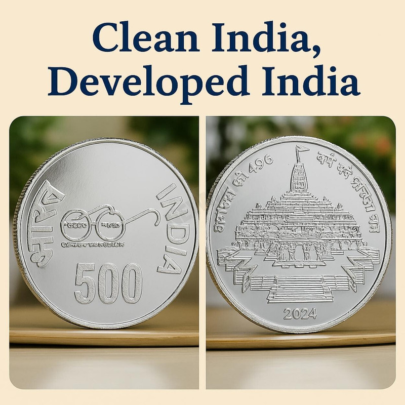 newway 500 Rs. Ram Mandir Ayodhya Silverplated Rare Fancy Modern Coin Collection(1 Coins)