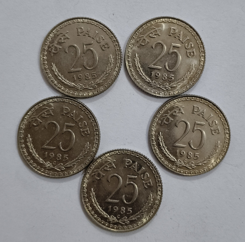 SUPER ANTIQUES GALLERY Collector Choice 25 paisa 5 Coin Set in Top brilliant unc grade Modern Coin Collection(5 Coins)