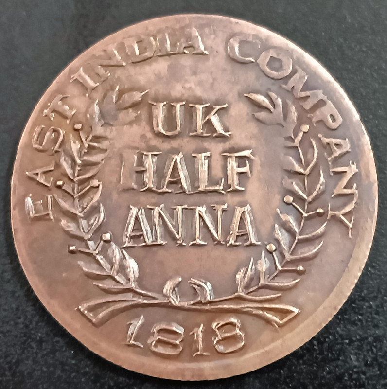 Sanjay Online Store Half Anna Two Scorpio East i.co.1818 Ancient Coin Collection(1 Coins)