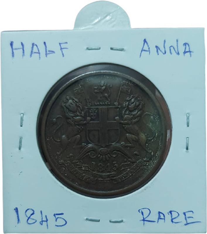 rbf HALF ANNA (1845) "EAST INDIA COMPANY" BRITISH INDIA EXTREMELY RARE YEAR COIN Medieval Coin Collection(1 Coins)
