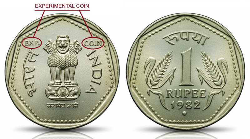 showify Expermental 1 Rupee 1982 India old Coin Replica/Copy Educational Coin Series Modern Coin Collection(1 Coins)