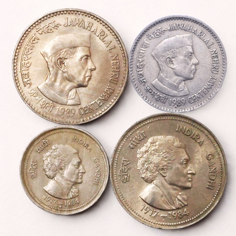 SHUBHCOINS Nehru Indira Combo, Extra Fine Condition, Collectable Gift for Kids Medieval Coin Collection(4 Coins)