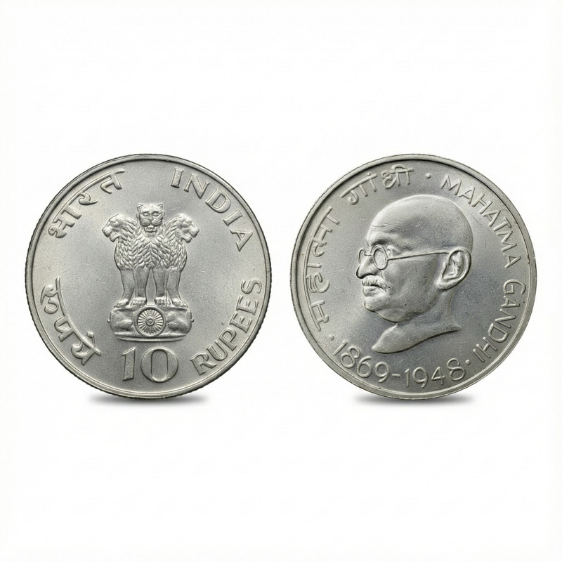 newway 10 Rupees 1869-1948 Mahatma Gandhi, India Silver-plated Fantasy Coin Collectible Medieval Coin Collection(1 Coins)