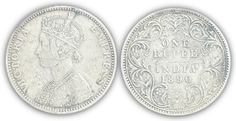 NUMISG X Rare 1888 Silver One Rupee Victoria Empress British India Medieval Coin Collection(1 Coins)
