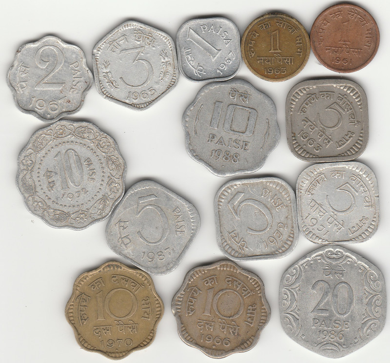 Sansuka 14 Different Demonetized Indian paisa Modern Coin Collection(14 Coins)