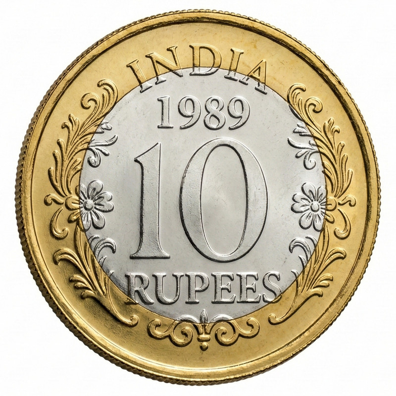 TryOnline Bi-Metallic 10 Rupees 1989 Peacock, India Goldplated & Silverplated Coin Modern Coin Collection(1 Coins)