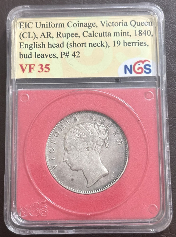 ANTIQUEWAY NGS VF35 Silver 1 Rupee 1840 Continuous Legend Victoria Queen EIC Medieval Coin Collection(1 Coins)