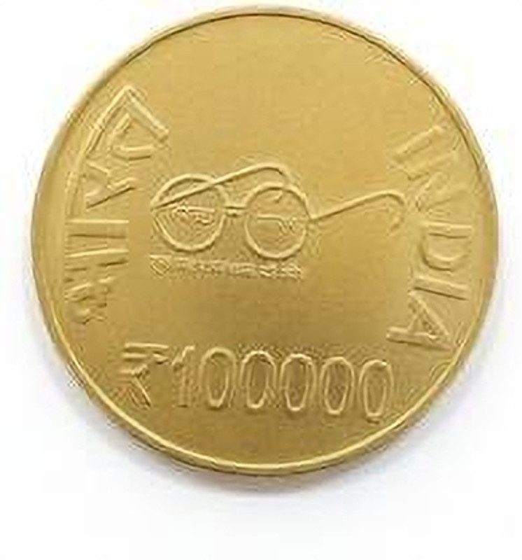 Vkcoins RABINDRANATH TAGORE - GOLD PLATED 100000 RUPEES INDIA OLD RARE Modern Coin Collection(1 Coins)