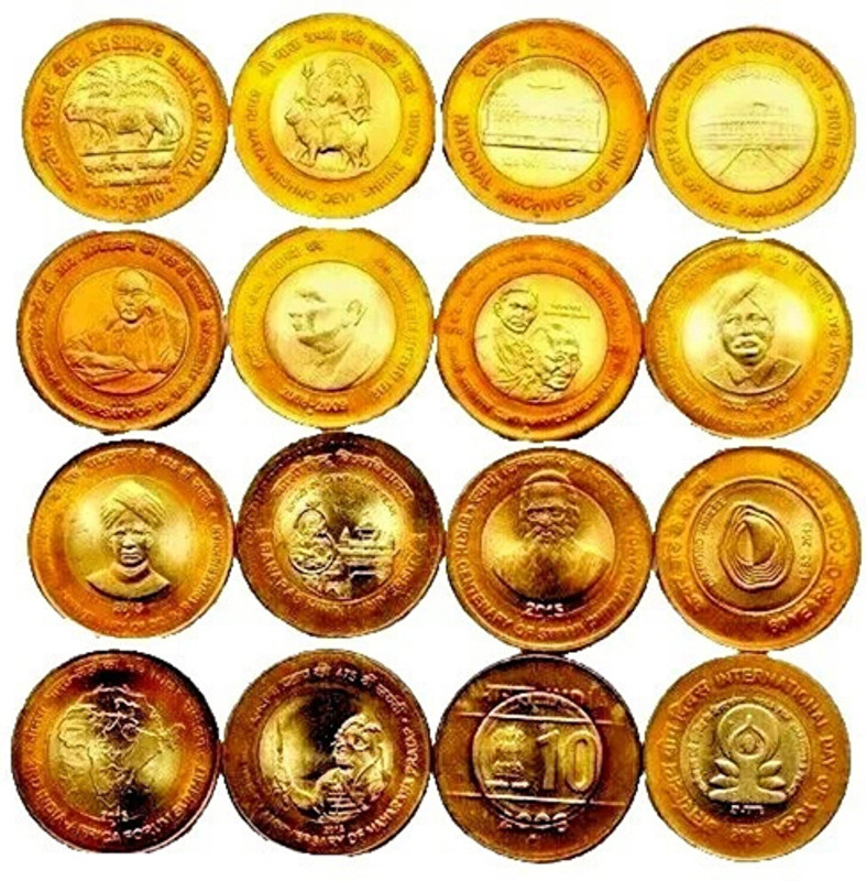 Hariom 2011-2015 - INDIA REPUBLIC 16 BI-METALIC COINS LOT WT. 7.71 GRAM EACH Ancient Coin Collection(16 Coins)