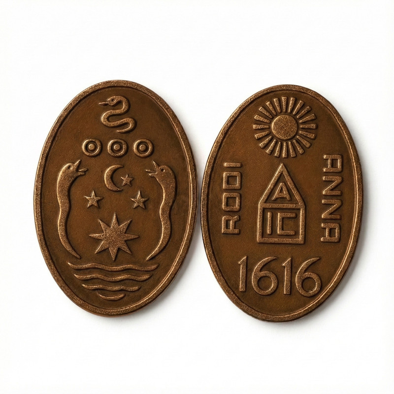 TryOnline Libbo 1 Anna 1616 India Rare Collecting old Coin Ancient Coin Collection(1 Coins)