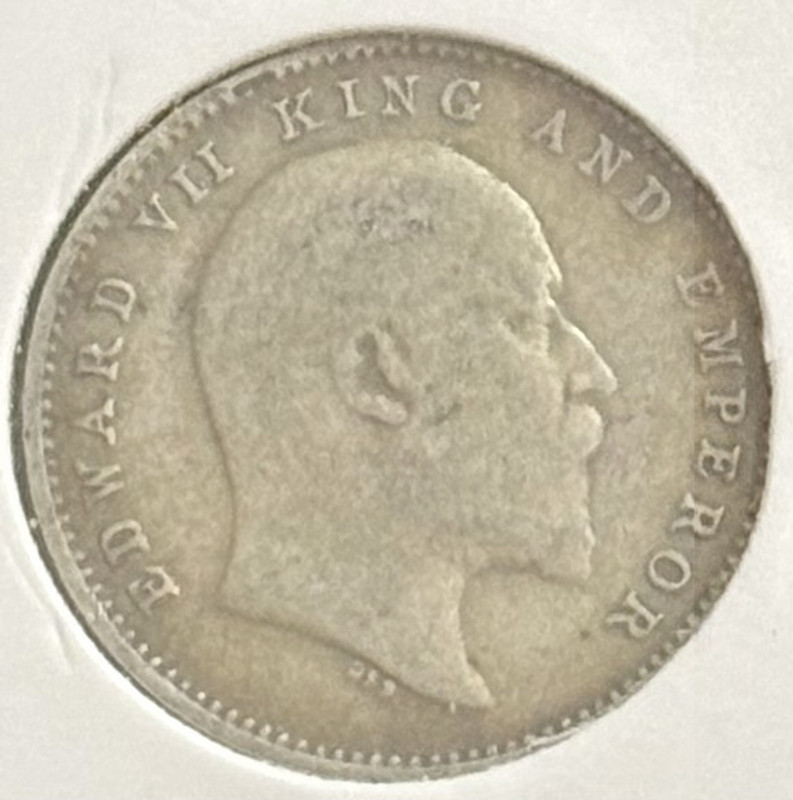 ANTIQUEWAY 1904 Silver Two Annas Die Rotation Error Edward VII X Rare British India Medieval Coin Collection(1 Coins)