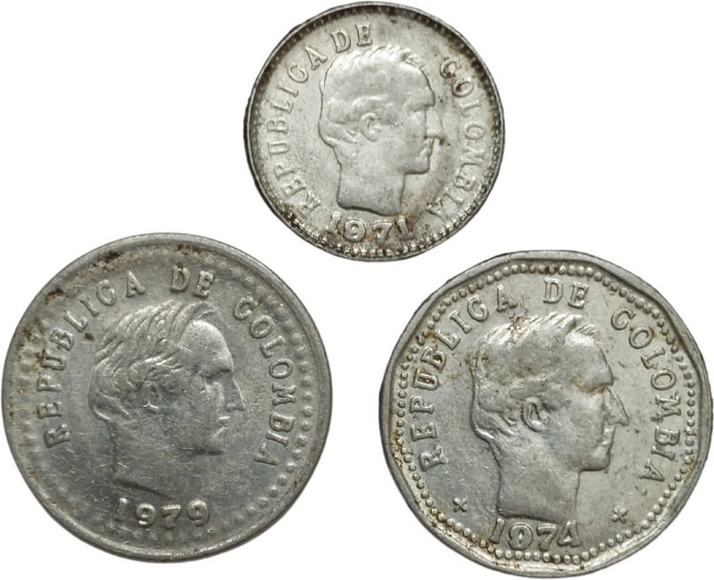 SHUBHCOINS 3 Different Denomination Coin of Colombia Rare Old Issue, Very Good For Students Medieval Coin Collection(3 Coins)